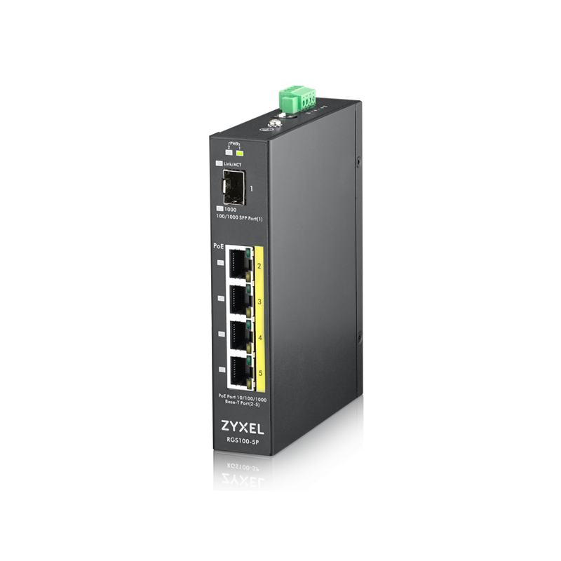 Zyxel 4xGb+1xSFP POE IP30 DIN 120W RGS100-5P