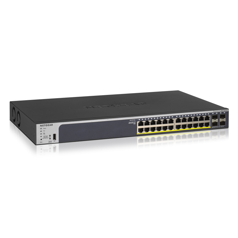 NETGEAR 24-Port Gigabit PoE+ (380W) SmartManaged Pro Switch with 4 SFP Ports