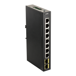D-Link DIS-100G-10S Priemyselný Gigabit unmanaged switch, 8 GbE, 2 SFP