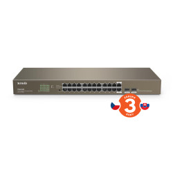 Tenda TEG1024F 24x Gigabit s SFP, 22x RJ45 + 2x SFP/RJ45, Fanless - bez ventilátorov, Rack, 6kV