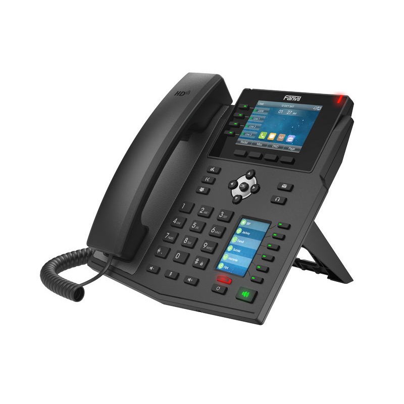 Fanvil X5U SIP telefón, 3,5'' bar.disp. + 2,4'' disp., 16SIP, 4link.tl., 30DSS hr., BT, dual Gbit