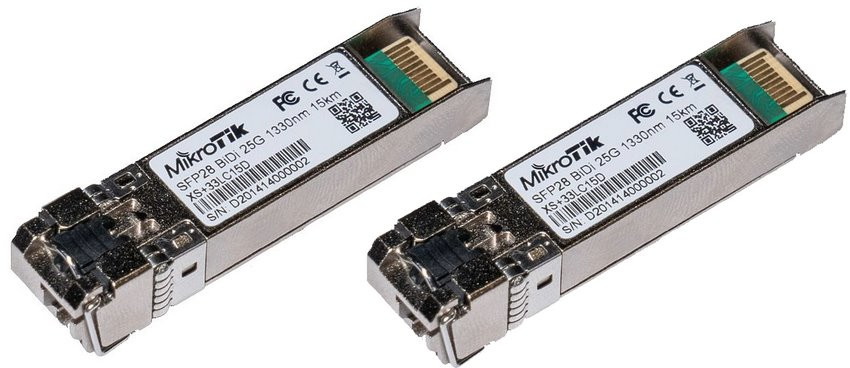 MikRotik XS+2733LC15D, SM, 15km, 1/10/25G, 1270nm + 1330nm, pár modulov