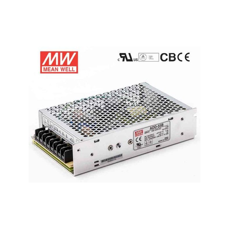 MEANWELL - AD-55A - Priemyselný napájací zdroj 12-14,5V (55W) so zálohovacou funkciou