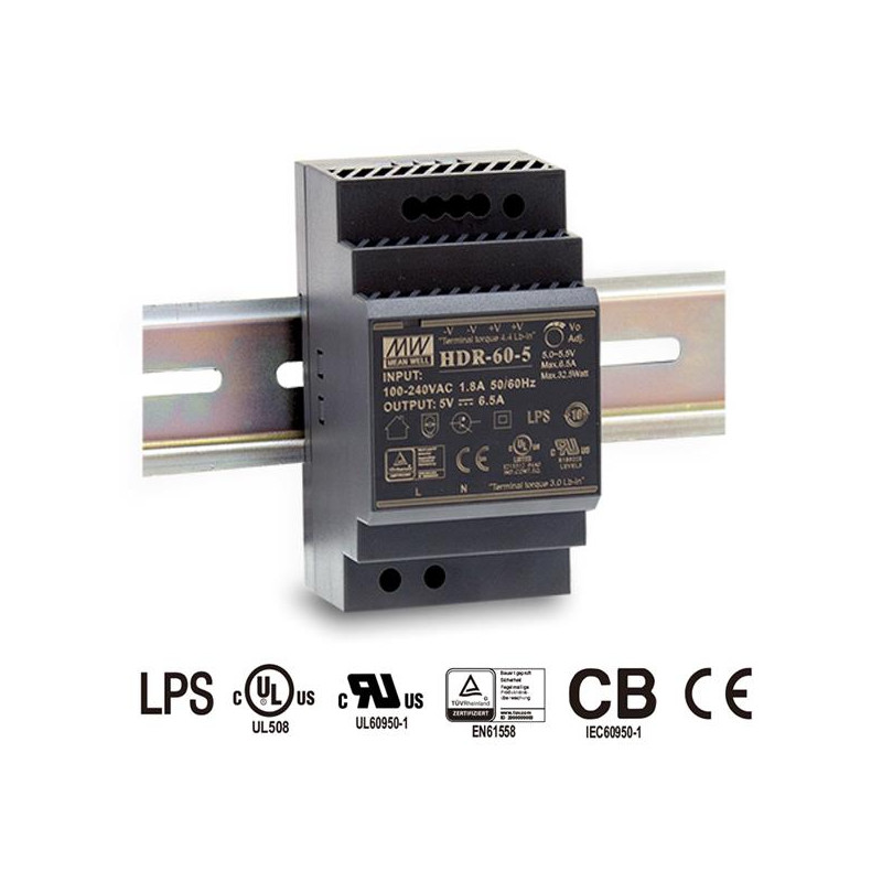 MEANWELL - HDR-60-48 - Priemyselný napájací spínaný zdroj 48V 60W na DIN