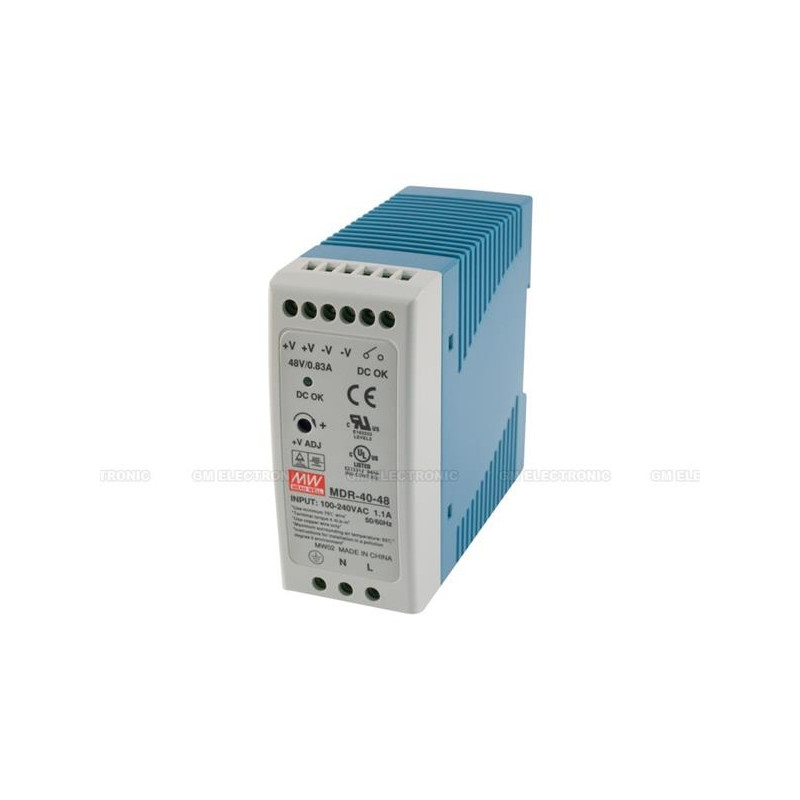 MEANWELL - MDR-40-24 - Priemyselný napájací zdroj 24V 40W na DIN lištu