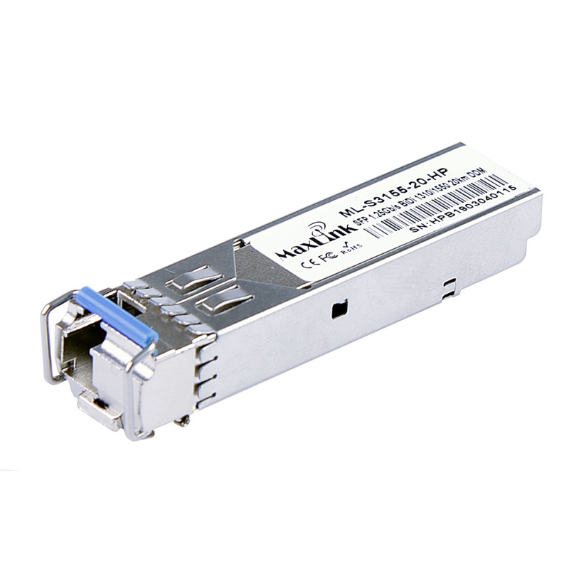 MaxLink 1.25G SFP modul HP, WDM(BiDi), SM, Tx 1310/Rx1550nm, 20km, 1x LC, DDM, HP kompatibilný
