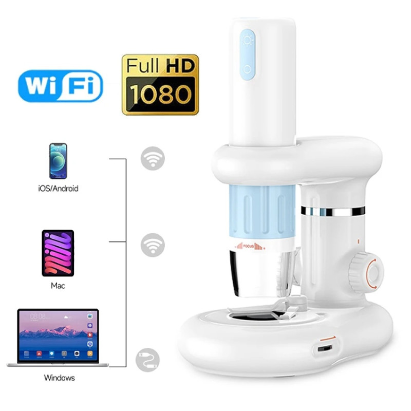 W-Star Digitálny Mikroskop Wi-Fi WSCM2 1000x, HD, prísvit, stojan, biela