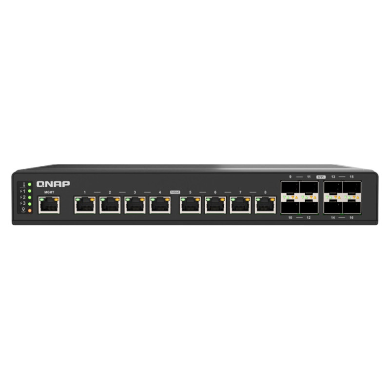 QNAP riadený priemyselný switch QSW-IM3216-8S8T: 16x 10G porty (8x 10Gb SFP+ a 8x 10Gb RJ-45)