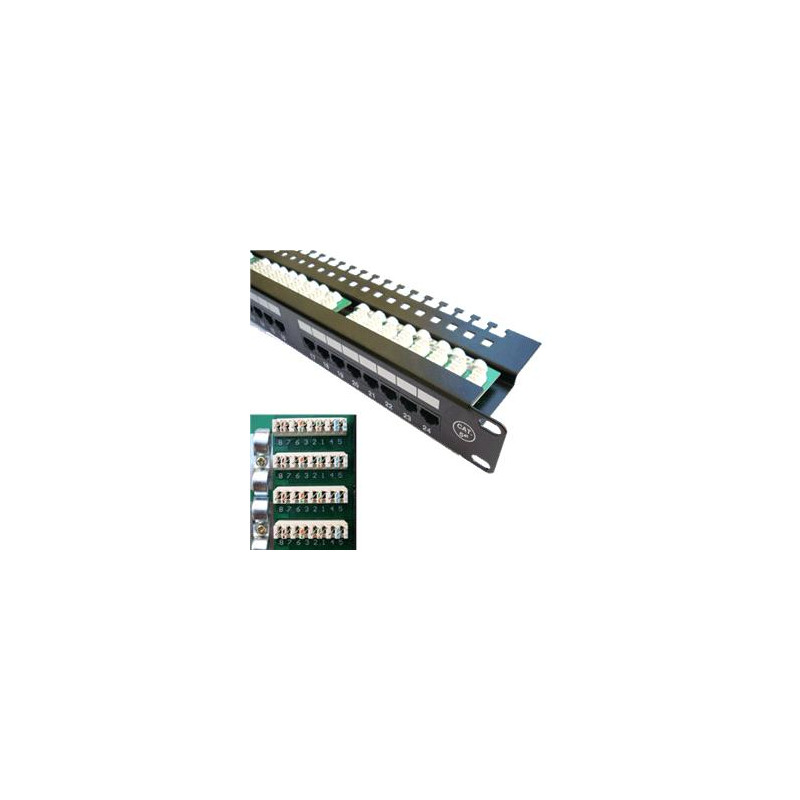 DATACOM Patch panel 24x RJ-45, Cat5e UTP, 19'' s vyviazaním, horný zárez