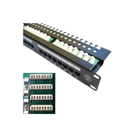 DATACOM Patch panel 24x RJ-45, Cat5e UTP, 19'' s vyviazaním, horný zárez