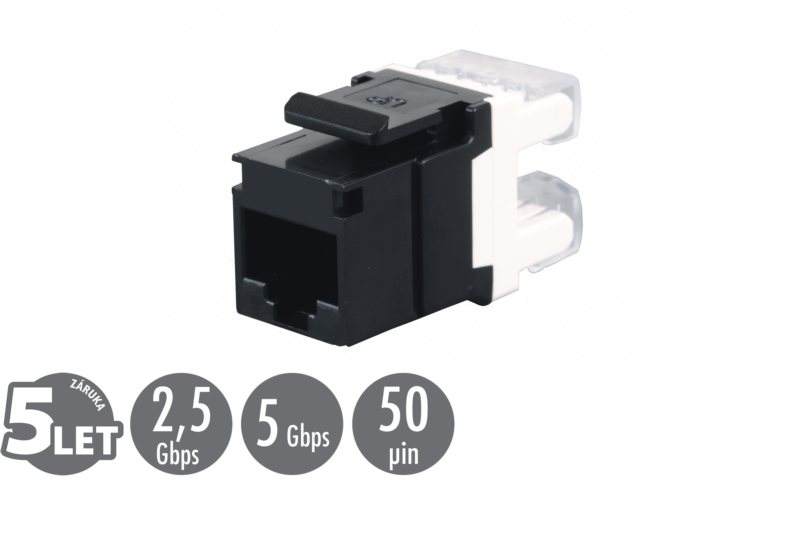 Zarezávací keystone Solarix CAT5E UTP RJ45 SXKJ-5E-UTP-BK