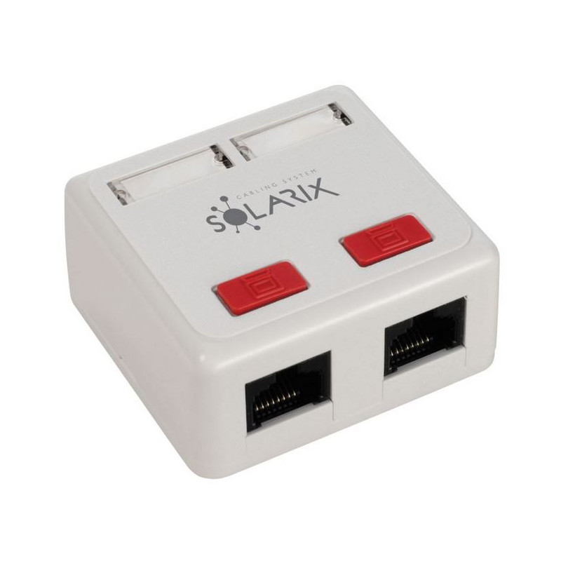 Zásuvka Solarix CAT5E UTP 2 x RJ45 na omietku biela