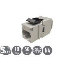 Rýchlozarezávacie keystone Solarix CAT6A STP SXKJ-10G-STP-BK-NA Component Level a 4PPoE certifikácia