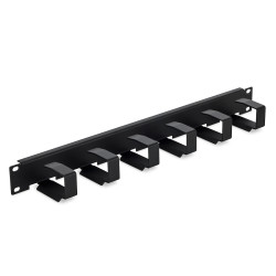 19'' vyväzovací panel 1U 6x háčik 70x27mm čierny kov