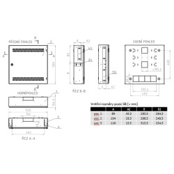 Rozvádzač SOHO nástenný LC-18 do steny s lištami 2U, 4U a 11U,550x550 biela,RAL9003 s rámčekom na zamurovanie