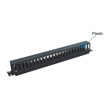 19'' vyväzovací panel 1U jednostr.plast.lišta (BK)