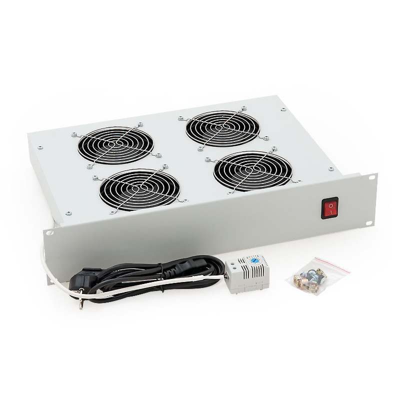 19'' horiz.vent.j.4xVent.-220V/92W termost.2U sivá