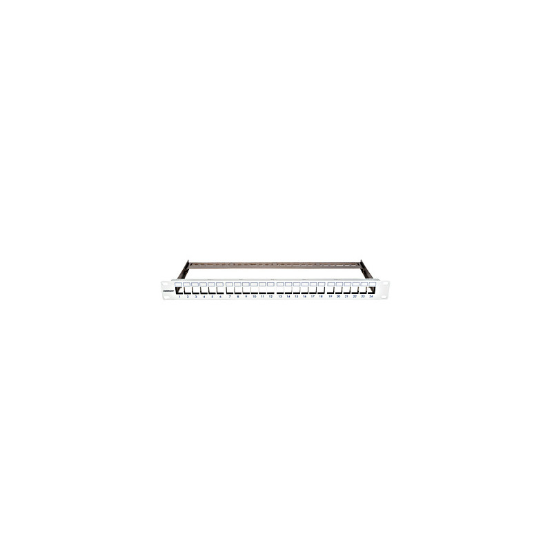 19'' patchpanel pre max. 24 keystone, neosadený, 1U, RAL 7035