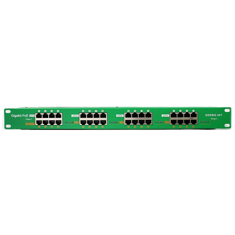 POE-PAN16-GBATF 802.3af/at gigabitový tienený 16-portový PoE panel
