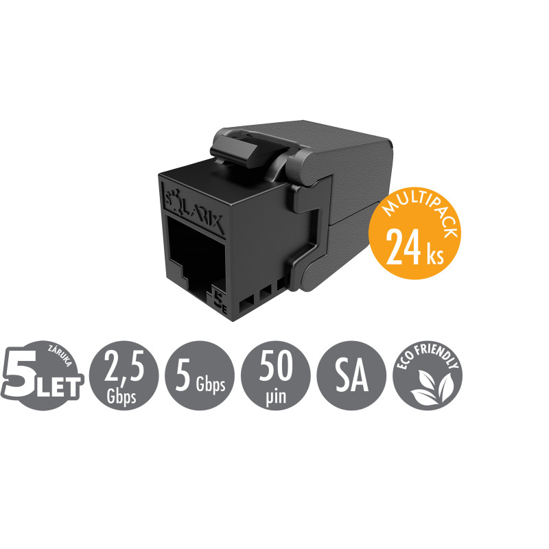 MULTIPACK 24 ks - samorezný keystone Solarix CAT5E UTP SXKJ-5E-UTP-BK-SA