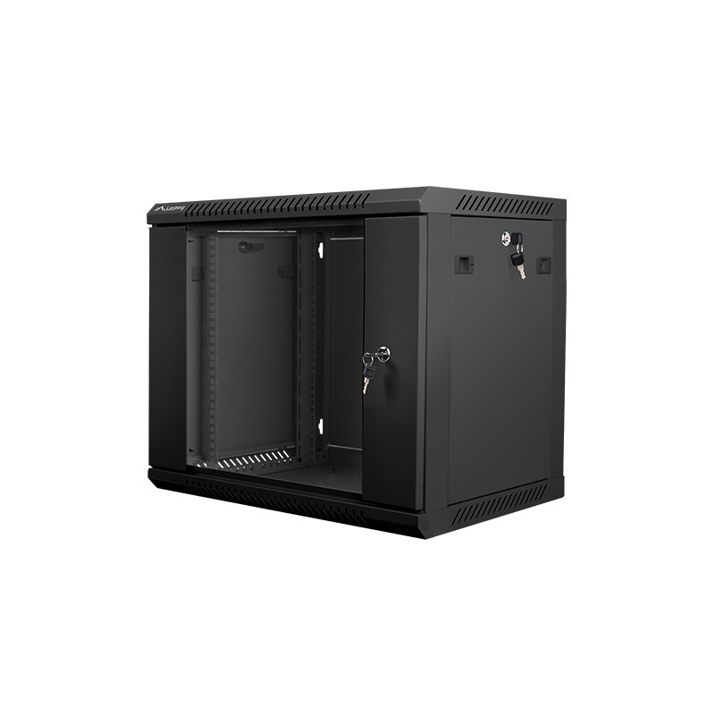Nástenný rack 19'' 9U 600X450mm čierny flat pack