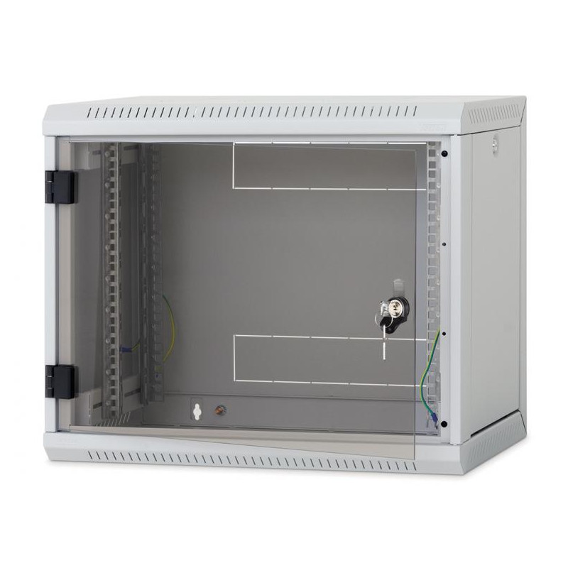 Nástenný rack RUA 9U/600mm odn.boč.+perf.dvere