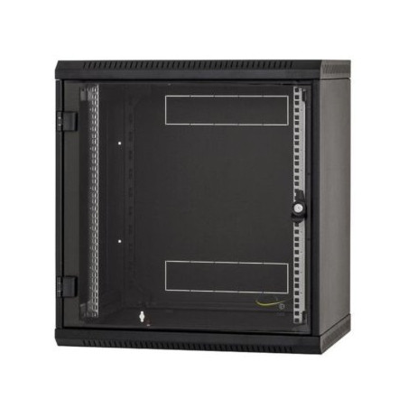 Nástenný rack RUA 9U/600mm odn.boč+skl.dv.čierny