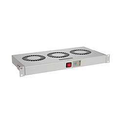 Chladiaca jednotka 19'' 1U 3 ventilátory s bimetalovým termostatom RAL 7035 do 19'' líšt VJ19-3-T-G