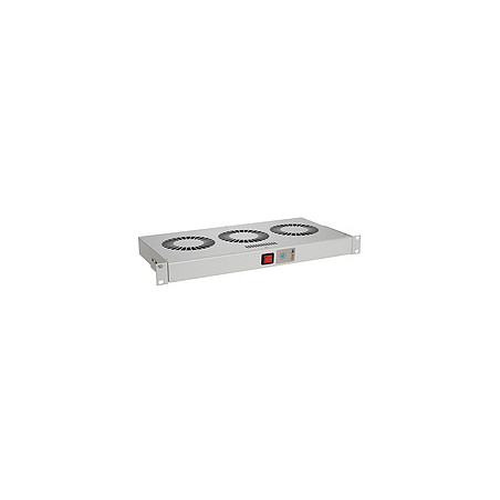 Chladiaca jednotka 19'' 1U 3 ventilátory s bimetalovým termostatom RAL 7035 do 19'' líšt VJ19-3-T-G