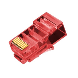 W-Star Konektor UTP RJ45 lanko/licna, pozlátená 3u, Cat5e, červená, 10ks