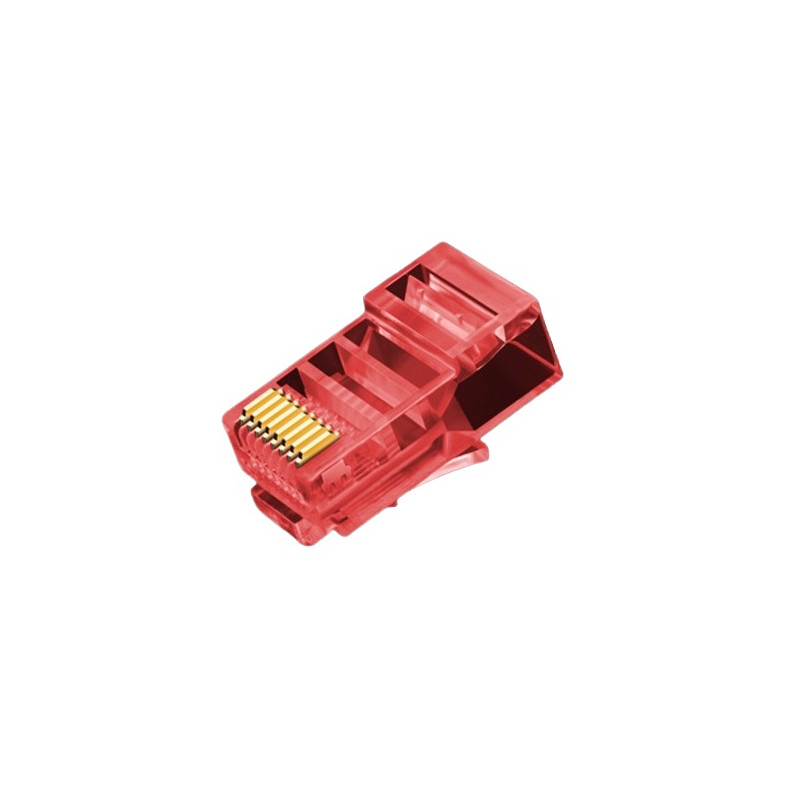 W-Star Konektor UTP RJ45 lanko/licna, pozlátená 3u, Cat5e, červená, 10ks