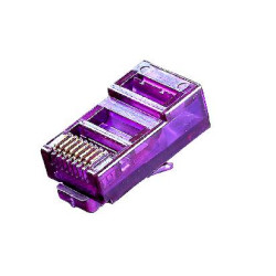 W-Star Konektor UTP RJ45 lanko/licna, pozlátená 3u, Cat5e, fialová, 10ks