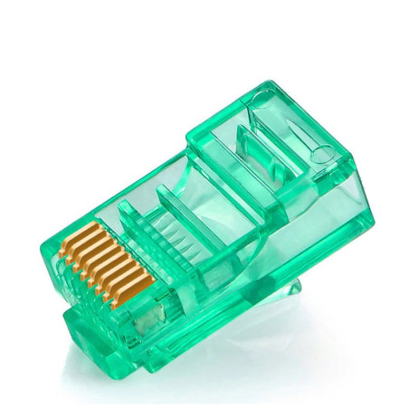 W-Star Konektor UTP RJ45 lanko/licna, pozlátená 3u, Cat5e, zelená, 10ks