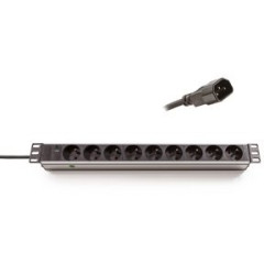 19'' rozvodný panel, 9x230V, 1U, IEC320 C14 2,5m