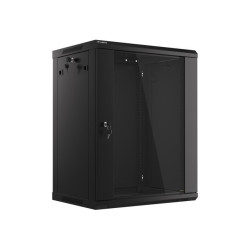 Nástenný rack 19'' 15U 600X450mm čierny flat pack