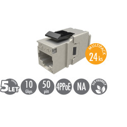 MULTIPACK 24 ks - rýchlozarezávací keystone Solarix CAT6A STP SXKJ-10G-STP-BK-NA Comp. Level a 4PPoE