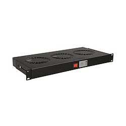 19'' 1U 3 ventilátory s bimetalovým termostatom RAL čierna do 19'' líšt VJ19-3-T-B
