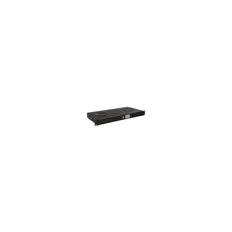 19'' 1U 3 ventilátory s bimetalovým termostatom RAL čierna do 19'' líšt VJ19-3-T-B