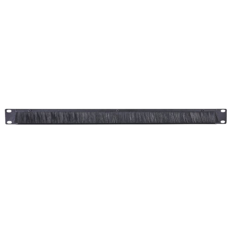 1U Cable Pass-Thru w/ Brush Strip Black