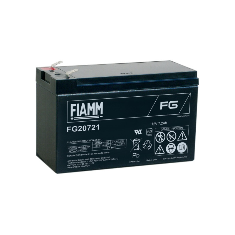 Fiamm olovená batéria FG20721 12V/7,2Ah Faston F1 4,8mm