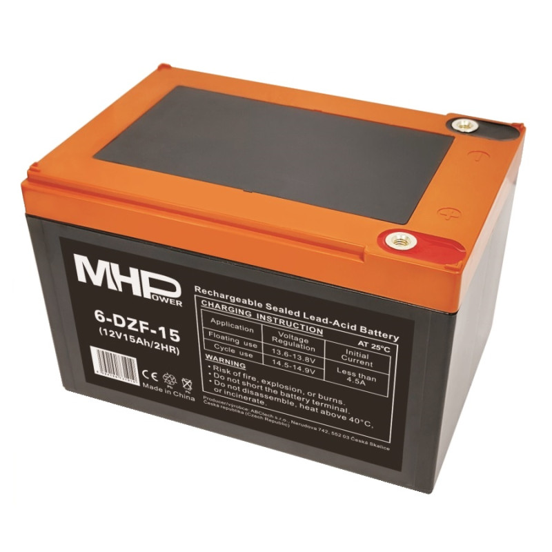 MHPower 6-DZF-15 Trakčná gélová batéria 12V/15Ah, Terminál D1 - M5, Deep Cycle
