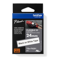 TZE-FX251, čierna tlač na biele, šírka 24 mm