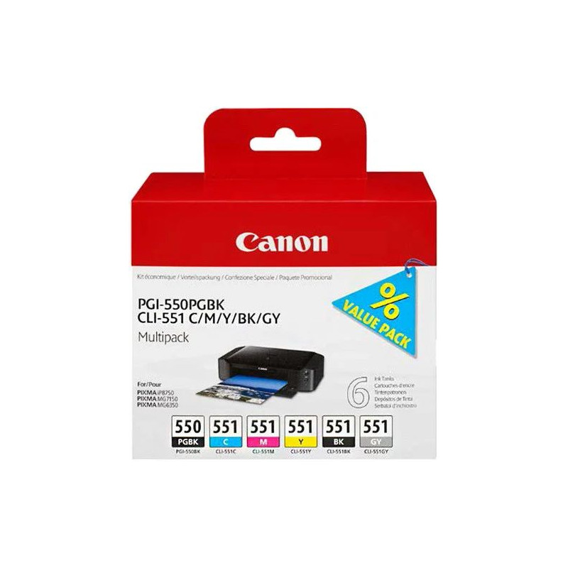 Canon PGI-550 + CLI-551 C/M/Y/BK/GY Multi pack