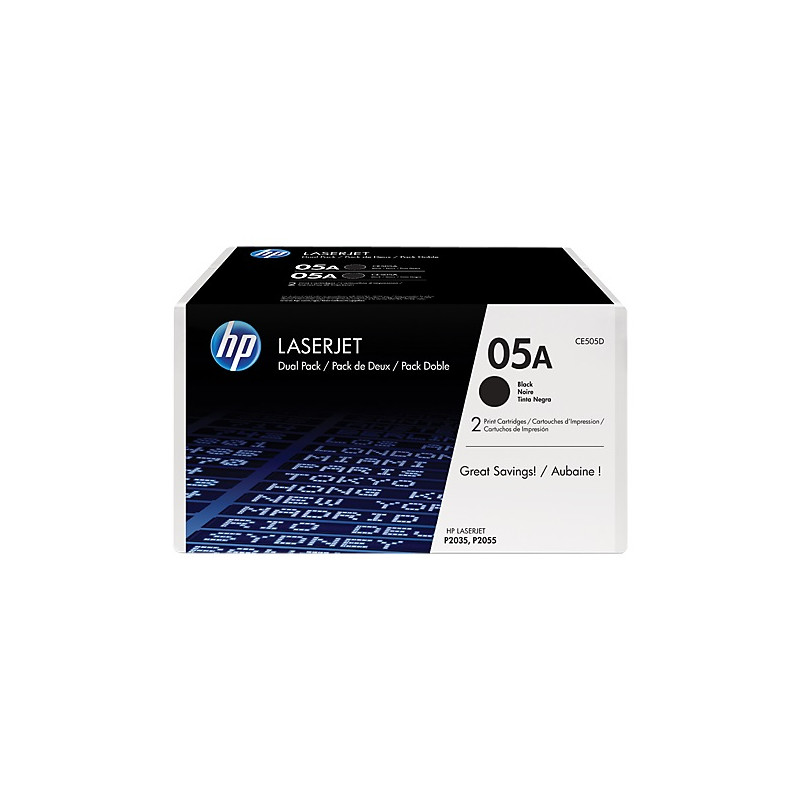 HP tlačová kazeta čierna veľká, CE505D - 2 pack