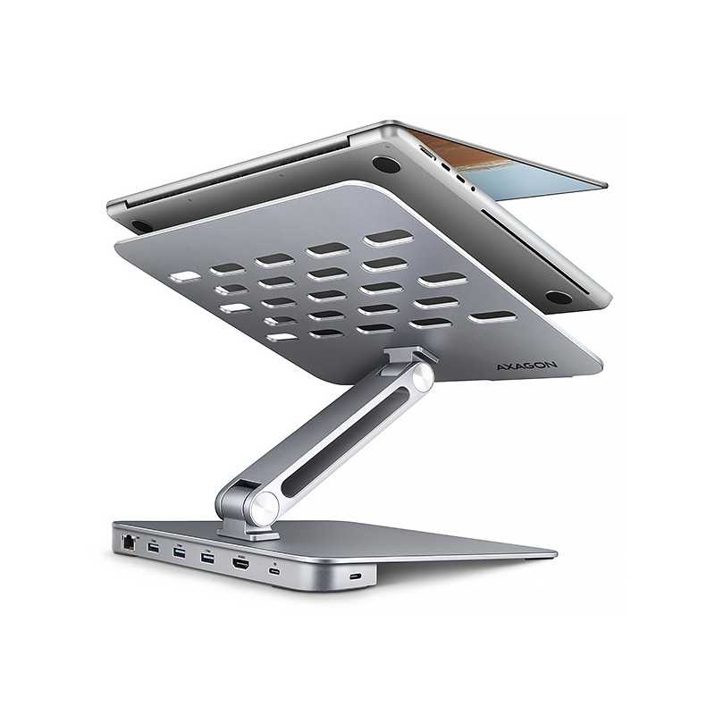 AXAGON HMC-STND, stojan pre 10''-16'' notebooky, USB 5Gbps hub, 3x USB-A, HDMI 4k/60Hz, RJ-45, PD 100W