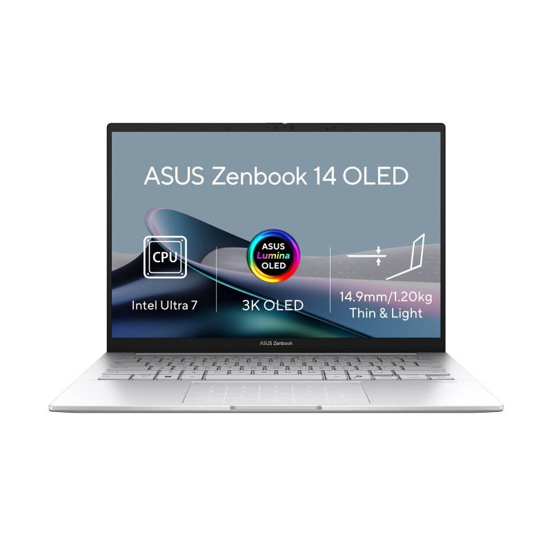 ASUS Zenbook 14 OLED/UX3405CA-OLED382X/U7-255H/14''/WUXGA/T/32GB/1TB SSD/Arc 140T/W11P/Silver/2R