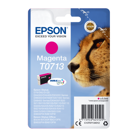 Epson Singlepack Magenta T0713 DURABrite Ultra Ink