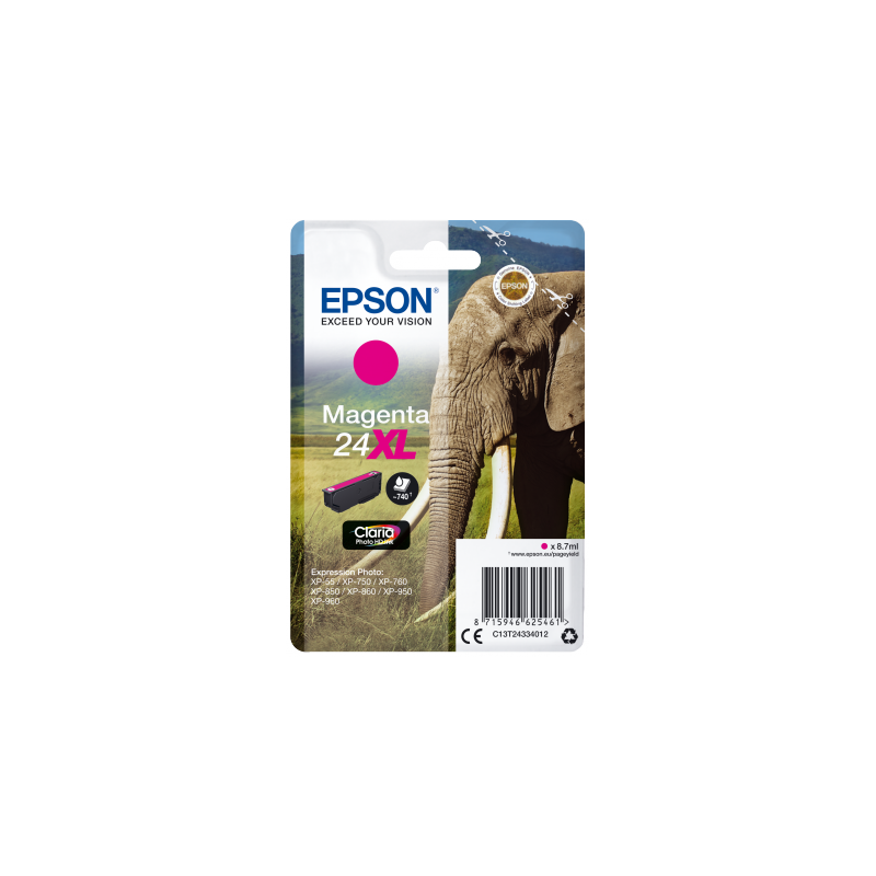 Epson Singlepack Magenta 24XL Claria Photo HD Ink
