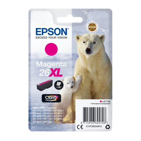 Epson Singlepack Magenta 26XL Claria Premium Ink