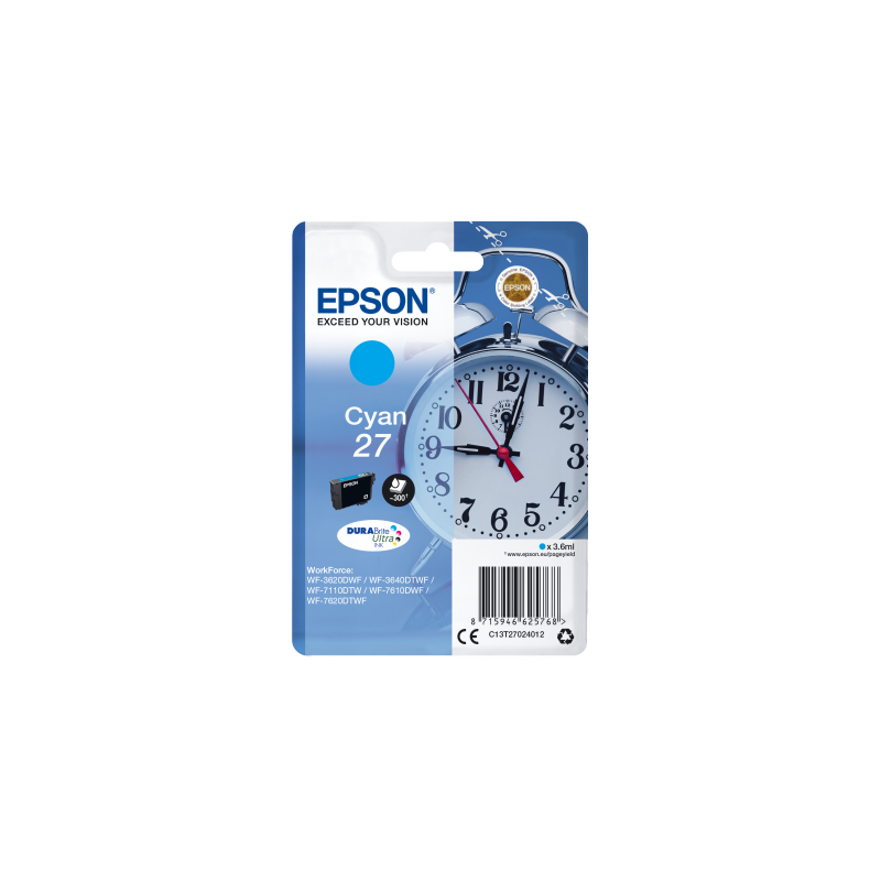 Epson Singlepack Cyan 27 DURABrite Ultra Ink